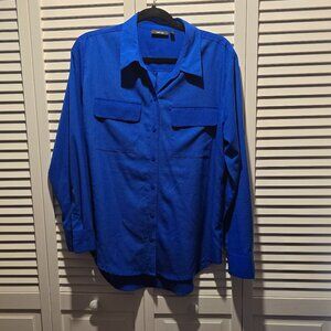 Apt 9 Royal Blue Classic Button Up Top